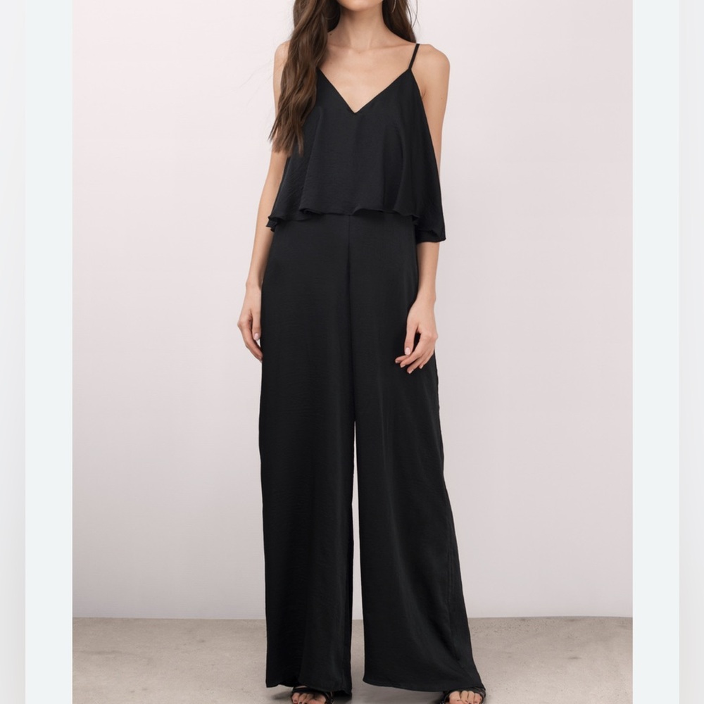 Tobi Black Ruffle Top Jumpsuit
